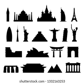 World Monuments Icons. isolated on white background