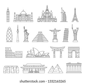 World Monuments Icons. isolated on white background