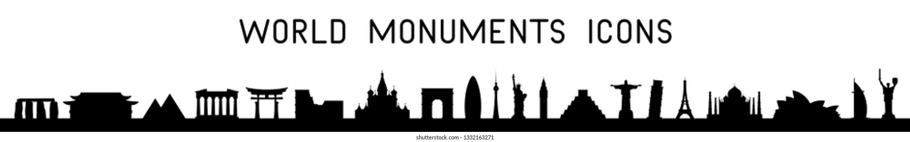 World Monuments Icons. isolated on white background