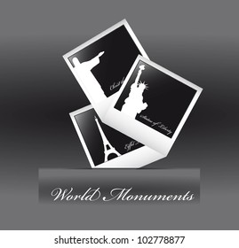 world monuments over photo frame. vector illustration