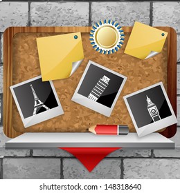 world monuments over photo frame. vector