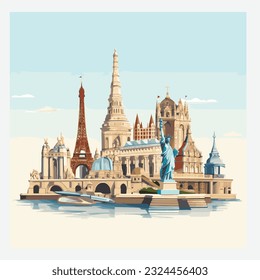 World monuments vector illustration amazing