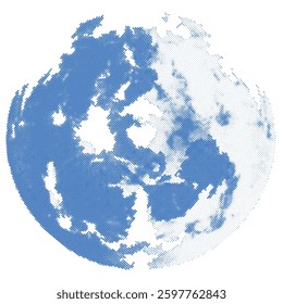 World Moon Icon logo halftone screen dot abastrac ligght blue Background White Dot Vector logo  t-shirt 🎽