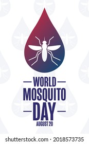 World Mosquito Day. August 20. Holiday concept. Template for background, banner, card, poster with text inscription. Vector EPS10 illustration