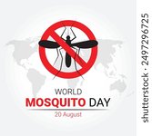 World Mosquito day concept. Mosquitoes on the red cross. Template for background, banner, card, poster. vector illustration.