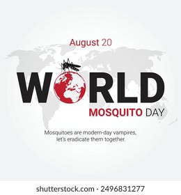 Día Mundial del Mosquito Diseño de Anuncios Creativos. Protección contra mosquitos, sangre e íconos de Asistencia están aislados en la Plantilla para el fondo. Cartel del Día del Mosquito, Vector, ilustración, 20 de agosto. Anuncios importantes del día