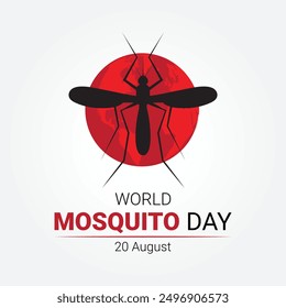Día Mundial del Mosquito Diseño de Anuncios Creativos. Protección contra mosquitos, sangre e íconos de Asistencia están aislados en la Plantilla para el fondo. Cartel del Día del Mosquito, Vector, ilustración, 20 de agosto. Anuncios importantes del día