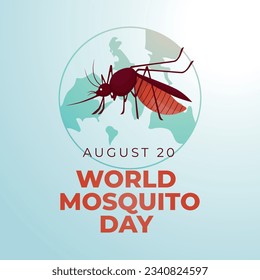 World mosquito day design template good for celebration. mosquito illustration design. flat mosquito design. eps 10. globe illustration.