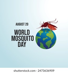 Plantilla de diseño del día mundial del mosquito buena para la celebración. diseño de ilustración del mosquito. diseño plano del mosquito. eps 10. ilustración del globo.