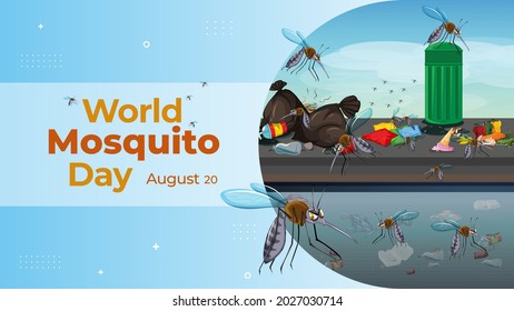 World Mosquito Day on August 20 business brochure flyer banner design horizontal template vector, cover presentation abstract, modern publication poster and flag-banner, layout in rectangle size.