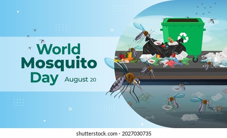 World Mosquito Day on August 20 business brochure flyer banner design horizontal template vector, cover presentation abstract, modern publication poster and flag-banner, layout in rectangle size.