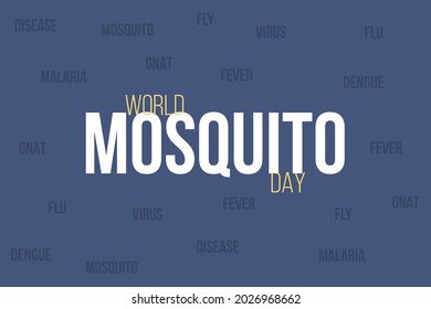 Diseño de fondo vectorial de la tipografía del Día Mundial del Mosquito.  