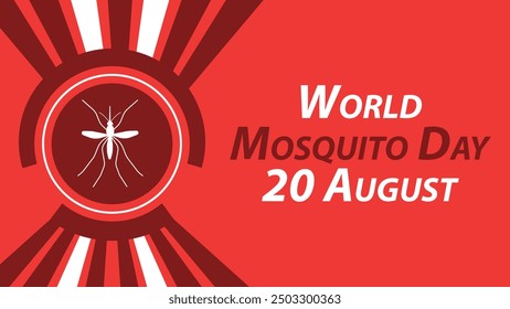 World Mosquito Day Vektorbanner-Design mit geometrischen Formen und lebendigen Farben auf horizontalem Hintergrund.