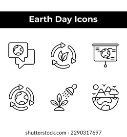 World mother earth day related icons set such as, conversation, recycling, presentation, watering plant, mountains