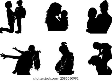 World Mother's Day Silhouette Package, Illustration of Mother with her child, mother holding her child