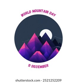 World Mountain day, icon and typography art with mountain icon