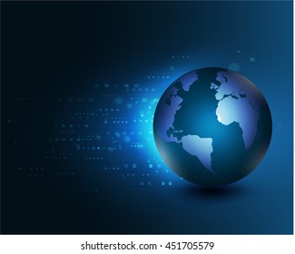 world moving concept on the digital technology background, vector illustration