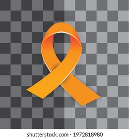 World MS Day Concept. Multiple Sclerosis Treatment. Orange Awareness Ribbon.