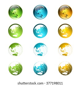 World Multicolored Globe Logo or Icon Set (map used from NASA public domain http://earthobservatory.nasa.gov/GlobalMaps)