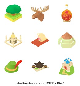 World multinational icons set. Cartoon set of 9 world multinational vector icons for web isolated on white background
