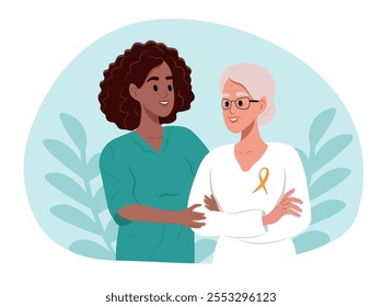 World Multiple Sclerosis Day. Awareness of the elderly about multiple sclerosis. Vector illustration in flat style