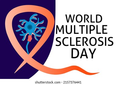 World Multiple Sclerosis Day banner, vector illustration of neuroprotective damage.