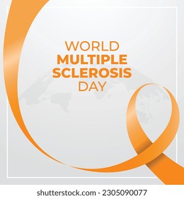 Plantilla de diseño del Día Mundial de la Esclerosis Múltiple para celebración. cinta naranja para el Día Mundial de la Esclerosis Múltiple. ilustración de diseño de cinta naranja. cinta plana.