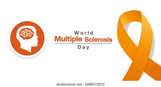 World Multiple Sclerosis Day. Human, brain and ribbon. Great for posters, banners, social media and more. White background.