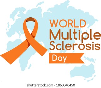 World Multiple Sclerosis Day logo or banner orange ribbon illustration