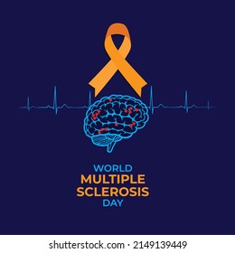 World Multiple Sclerosis Day. Orange ribbon concept. vector illustration.