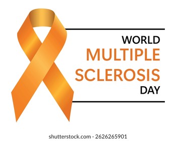 World Multiple Sclerosis Day. Orange Awareness Ribbon on White Background. Raising awareness of World Multiple Sclerosis Day campaign. Orange flat Awareness ribbon. Vector Illustration