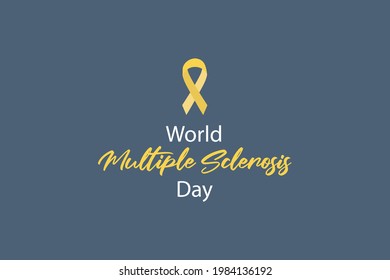 Símbolo del día mundial de esclerosis múltiple. Cinta amarilla. Mes de concienciación múltiple. 