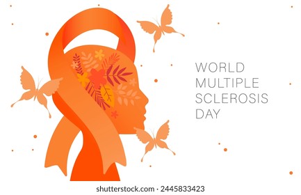 World Multiple Sclerosis Day vector illustration. Ribbon and head. Treatment and prevention. Medicine and health concept