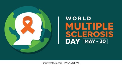 In: World Multiple Sclerosis. Ideal für Karten, Banner, Poster, Social Media und mehr. Grüner Hintergrund.
