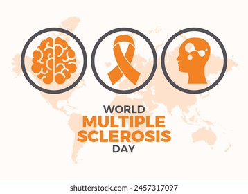 World Multiple Sclerosis (MS) Day poster vector illustration. Orange awareness ribbon icon vector. Template for background, banner, card. May 30. Important day