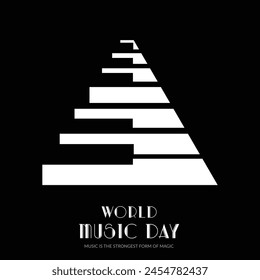 World Music day 21 June for celebrating musical night and musical instrument with piano black and white