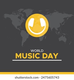 World Music Day, Music Day 21 june, dark background, vector illustration, post design.eps file.