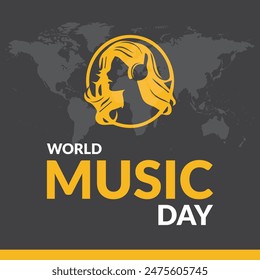 World Music Day, Music Day 21 june, dark background, vector illustration, post design.eps file.