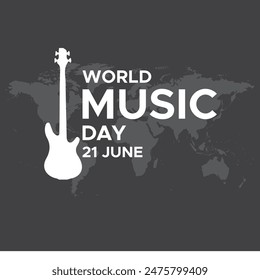 World Music Day, 21 JUNE music day. illustration, typography, simple design. eps file.