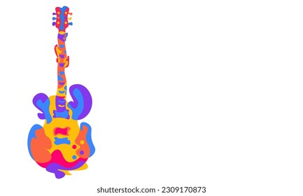 World music day banner background with guitar illustration. Vector landscape