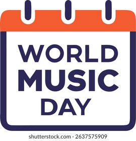 World Music Day Calendar date. vector design art isolated on white background.