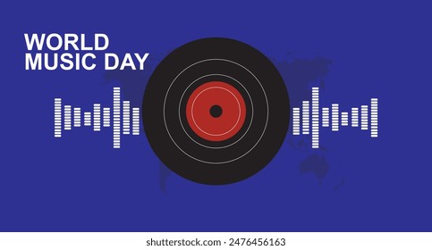 World music day celebration vector banner design template. music icon disk, on June 21 of the year. Music day, entertainment.