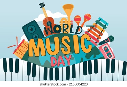 World Music Day Concept, Banner, Vector, Illustration