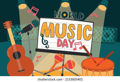 World Music Day Concept, Banner, Vector, Illustration