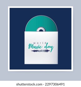 World Music Day concept with CD and Cover. Typography design