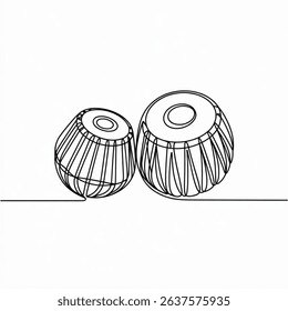 World Music Day Concept. Continuous one line art tabla dagga. Vector art illustration isolated on white background 