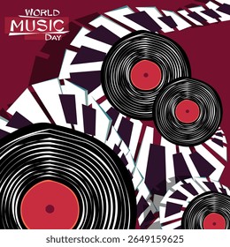 World Music Day, 21 de junho. Cartaz, cartão, inventar umas férias de música, festival musical, dia de piano, música clássica ou festival de jazz