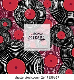 World Music Day, 21 de junho. Cartaz, cartão, inventar umas férias de música, festival musical, dia de piano, música clássica ou festival de jazz