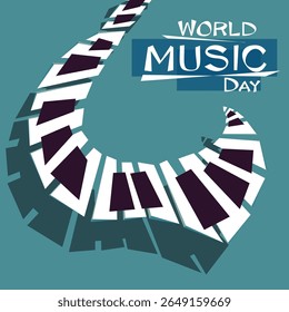 World Music Day, 21 de junho. Cartaz, cartão, inventar umas férias de música, festival musical, dia de piano, música clássica ou festival de jazz