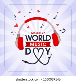  World Music Day, concept, greeting card, template, vector, illustration.